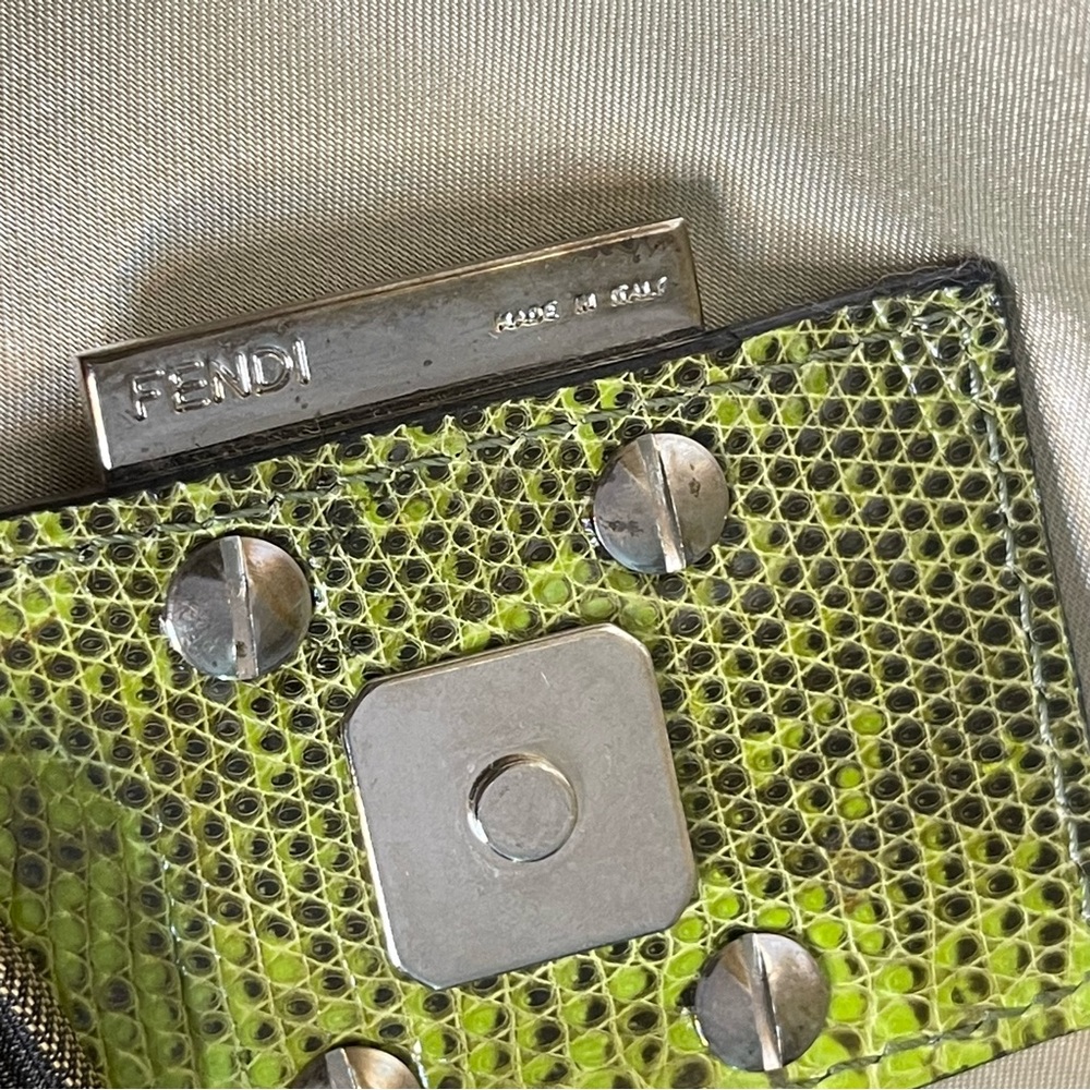 💖SOLD💖Fendi zucca print floral beaded baguette lizard shoulder strap RARE - Picture 13 of 16